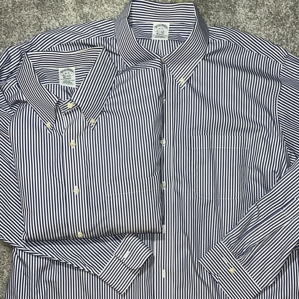2-Blue Stripe Brooks Brothers Non-Iron Supima Cotton Original Polo Shirt 18 x 35